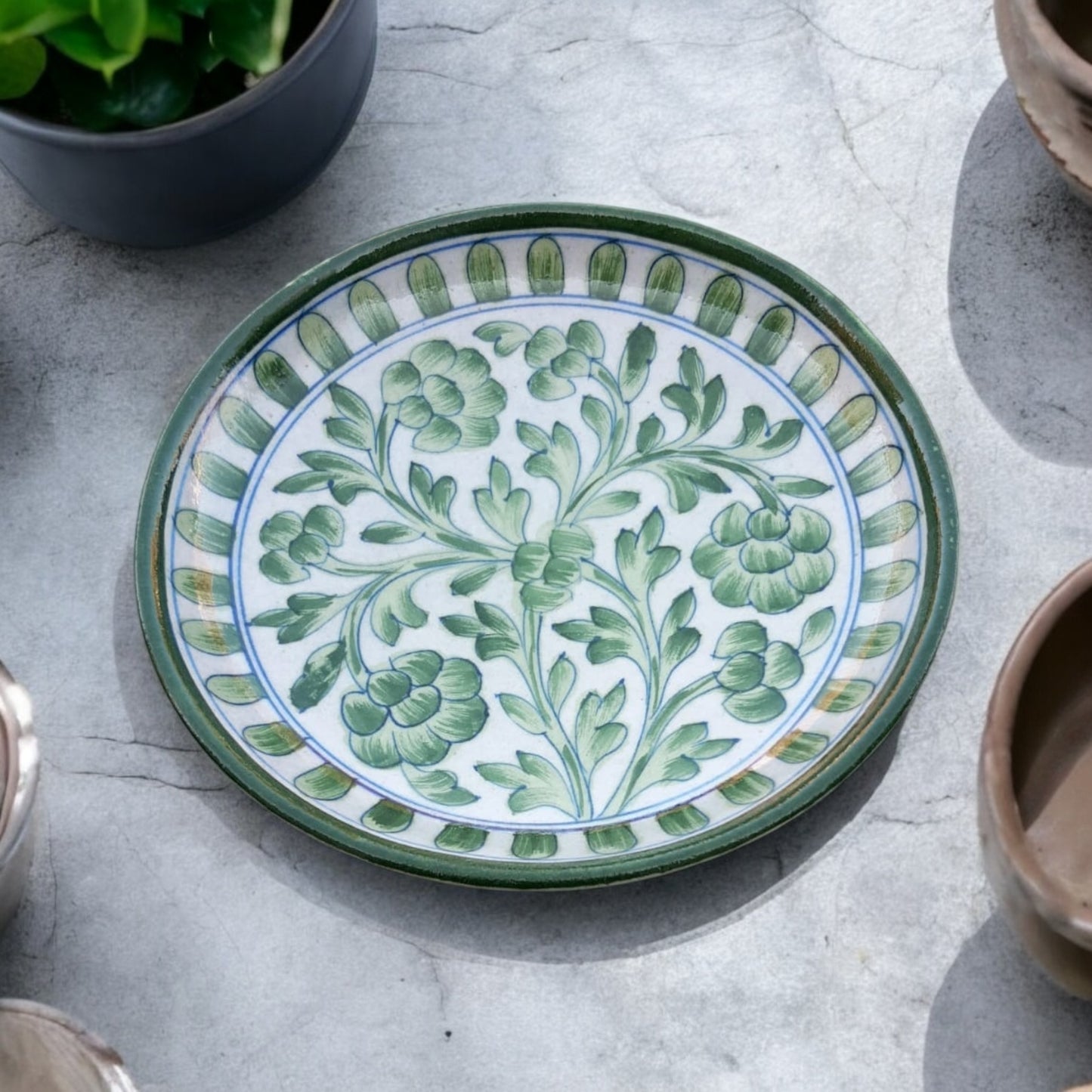 Green Garden Hand Painted Plate