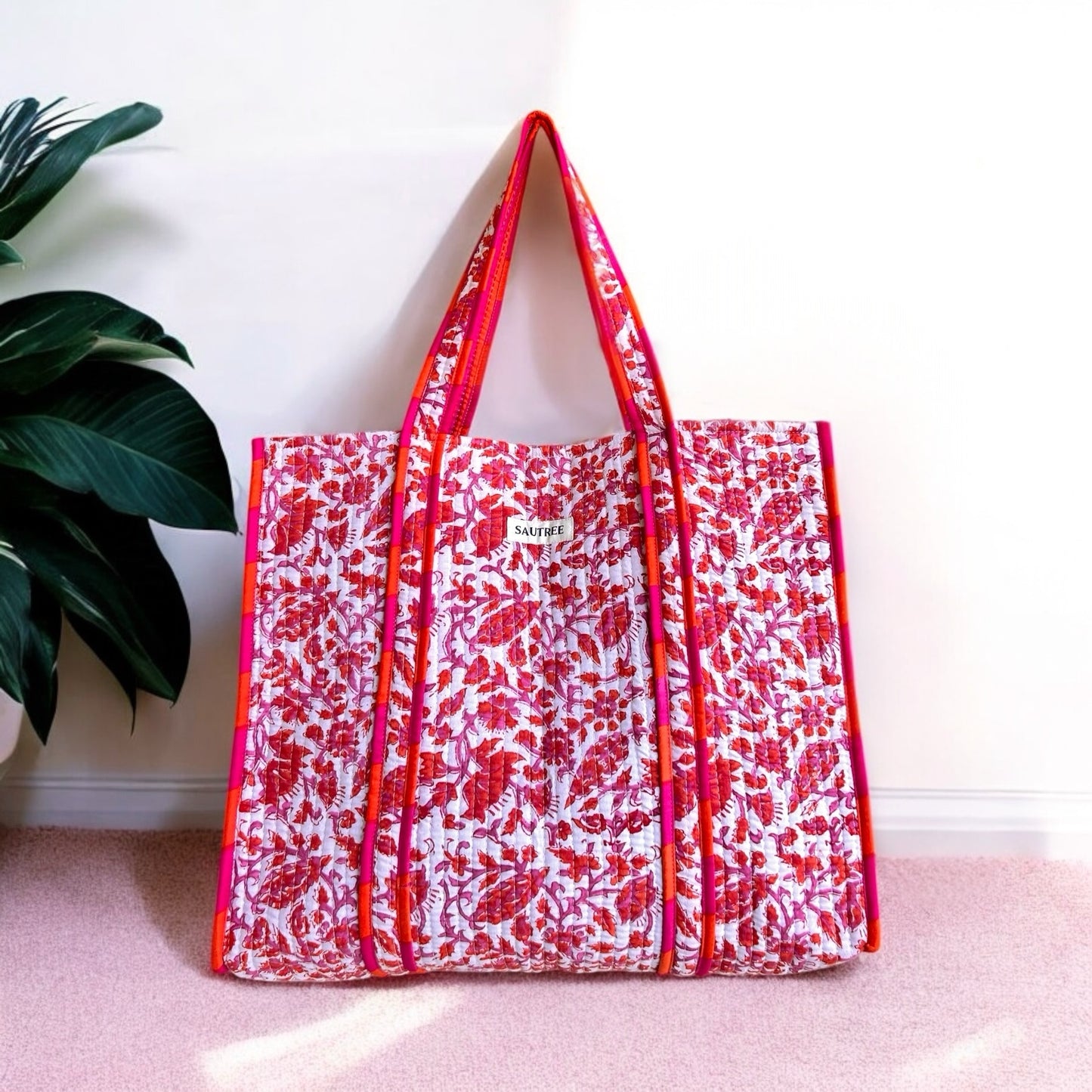 Bougainvillea Quilted Tote Bag