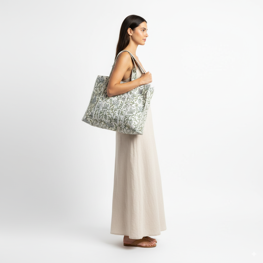 Clematis Quilted Tote Bag