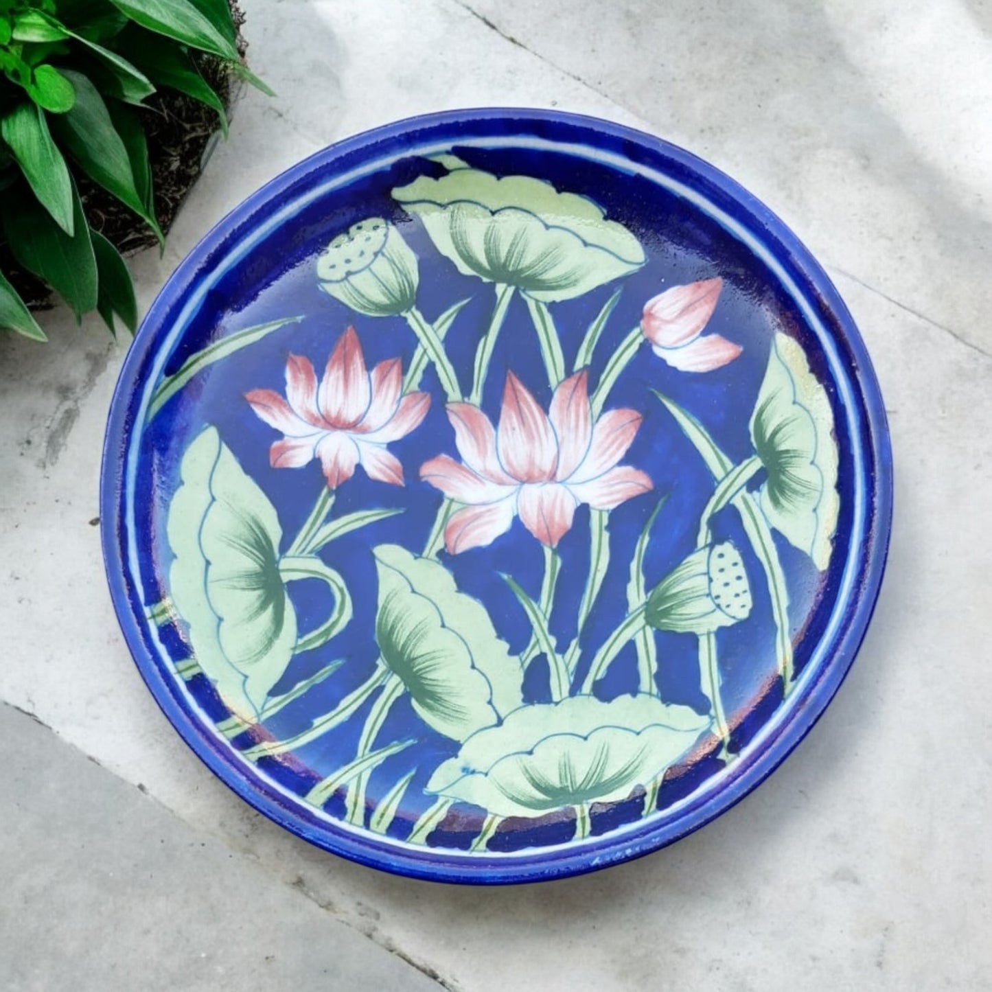 Lotus Hand Painted Plate