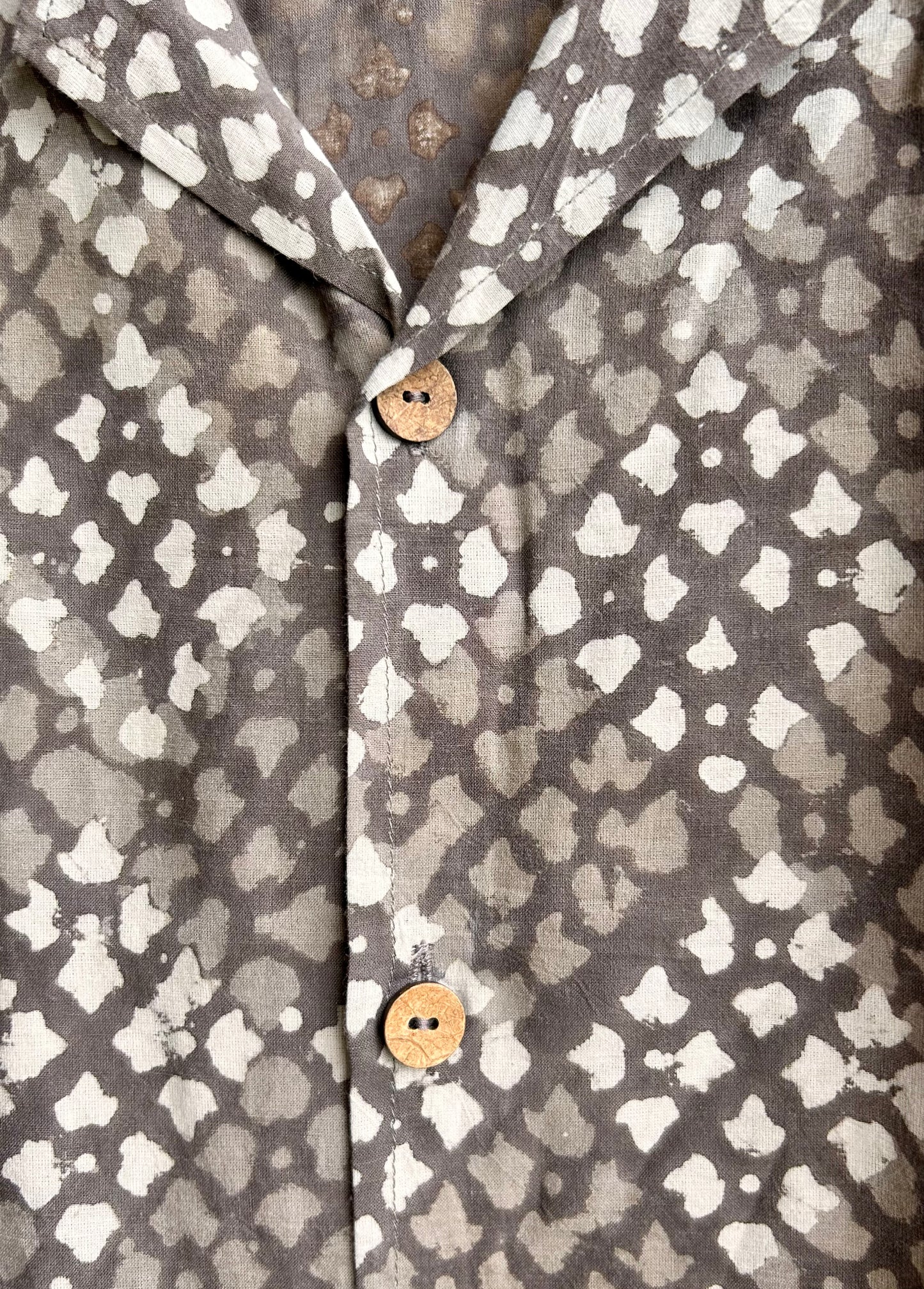 Men’s Brown Chequerboard Hand Block Printed Shirt