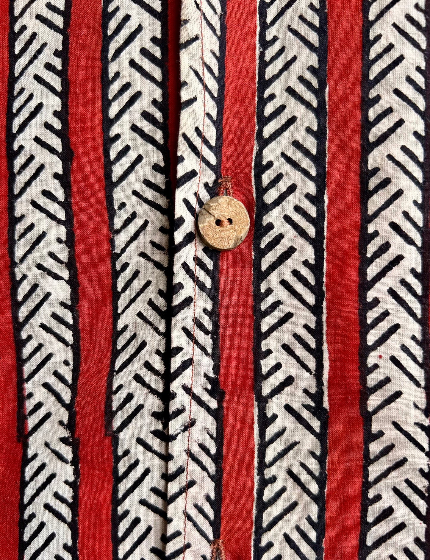 Men’s Red Stripe Hand Block Printed Shirt