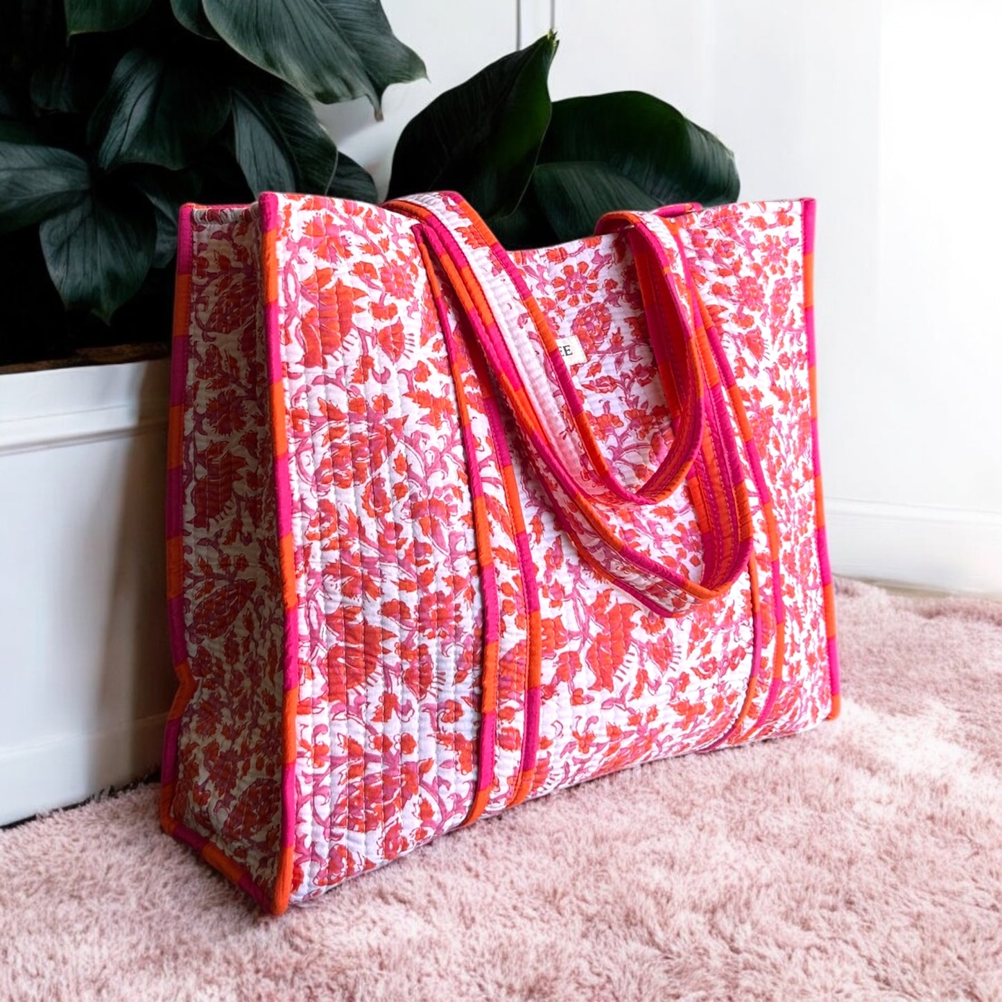 Bougainvillea Quilted Tote Bag