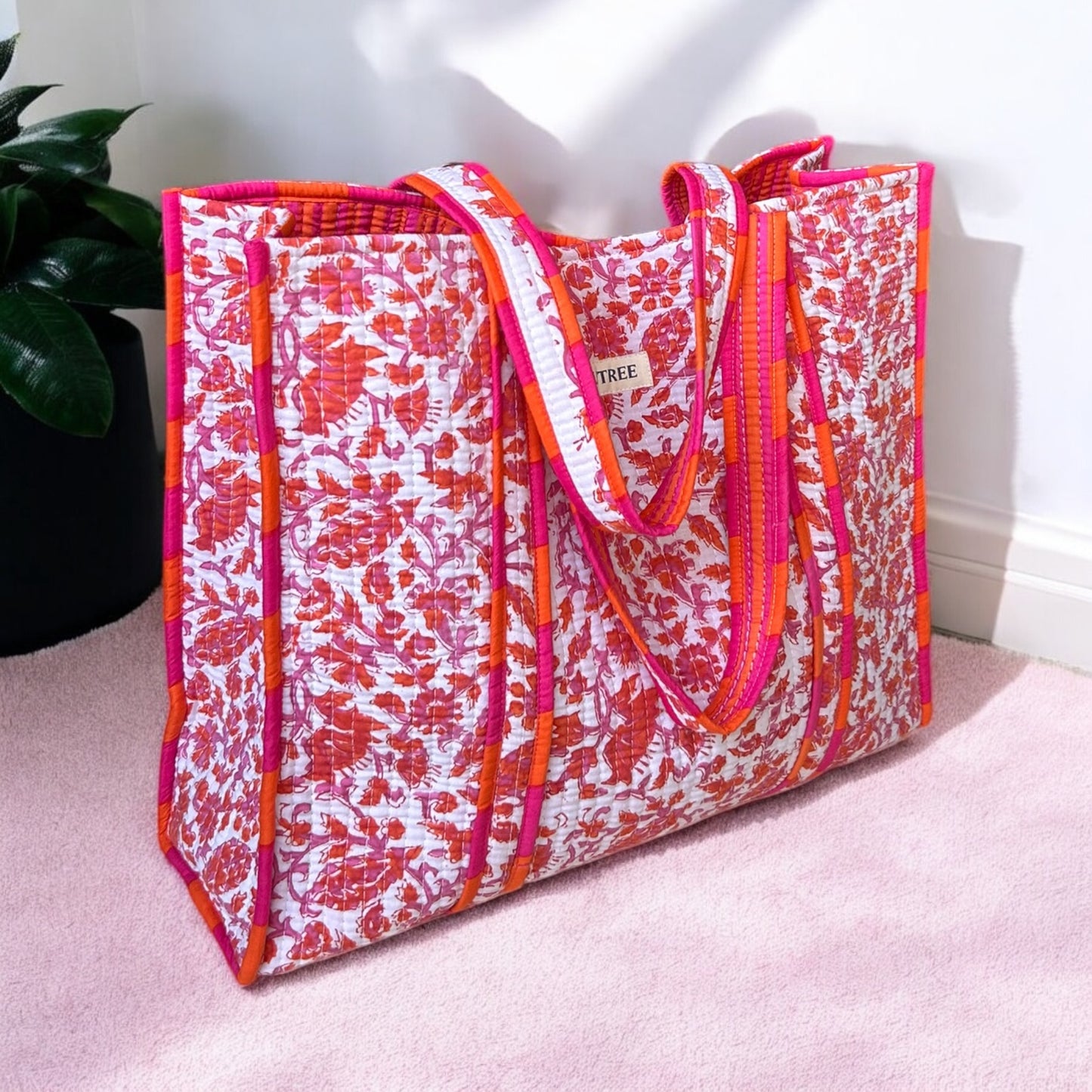 Bougainvillea Quilted Tote Bag