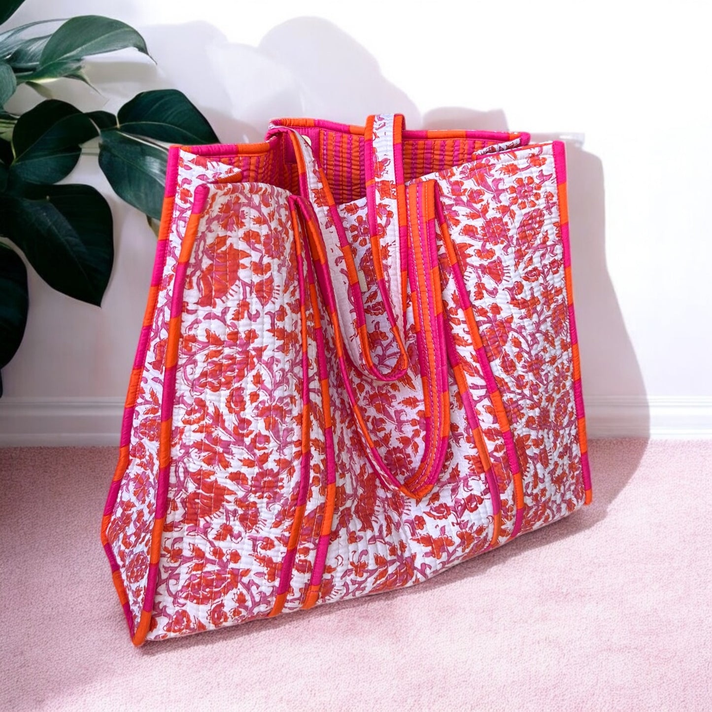 Bougainvillea Quilted Tote Bag