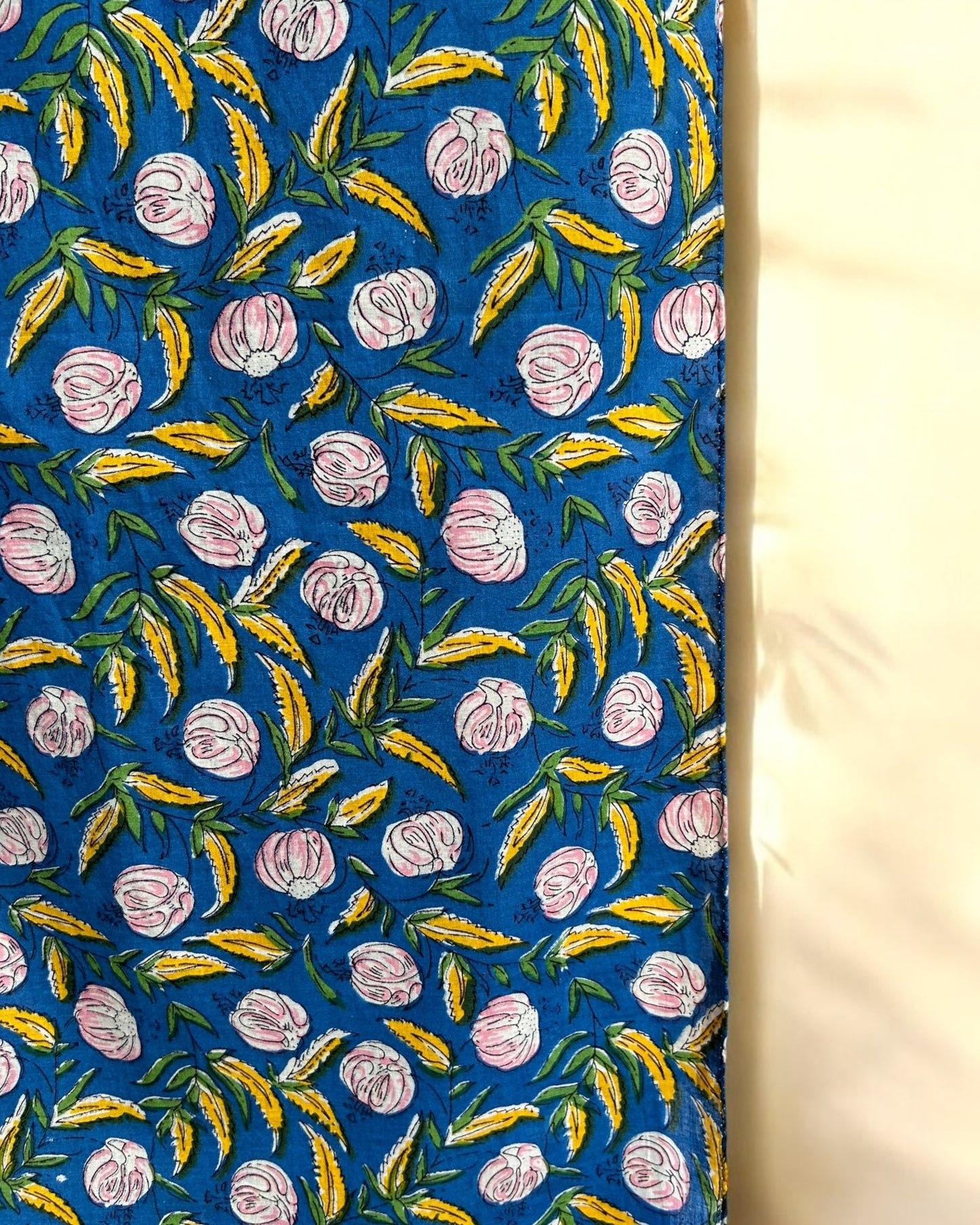 Honeysuckle Blue Hand Block Printed Scarf