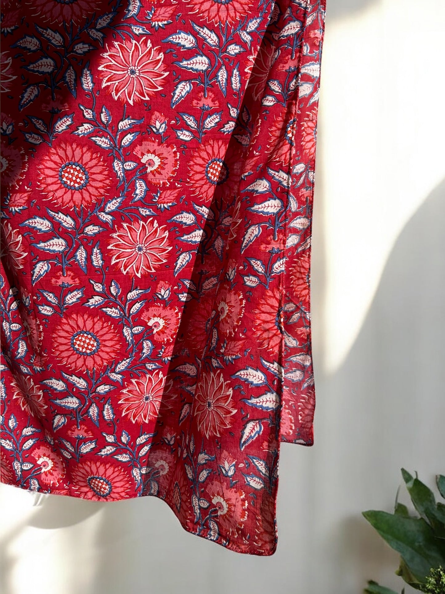 Dahlias Hand Block Printed Scarf