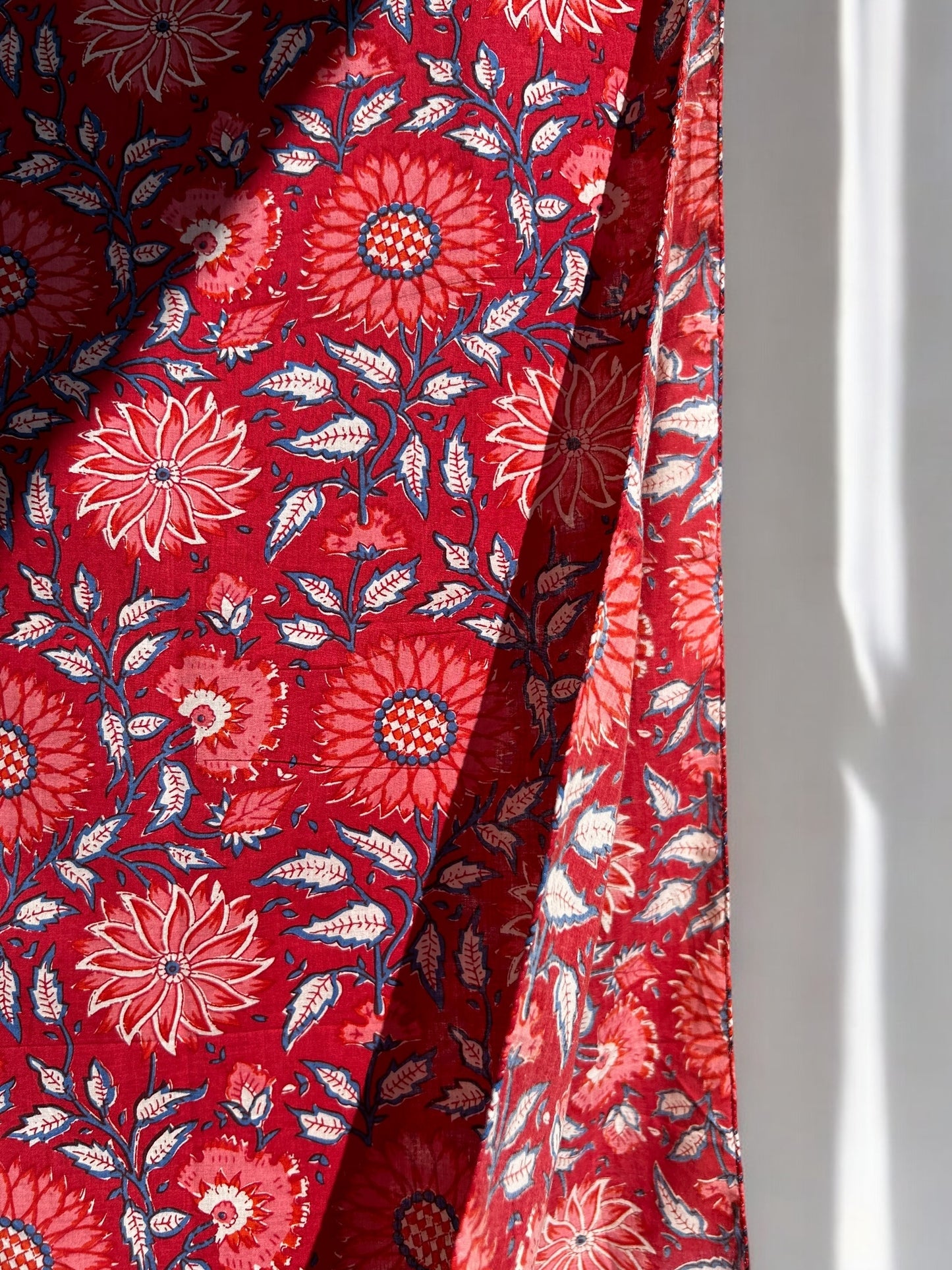 Dahlias Hand Block Printed Scarf