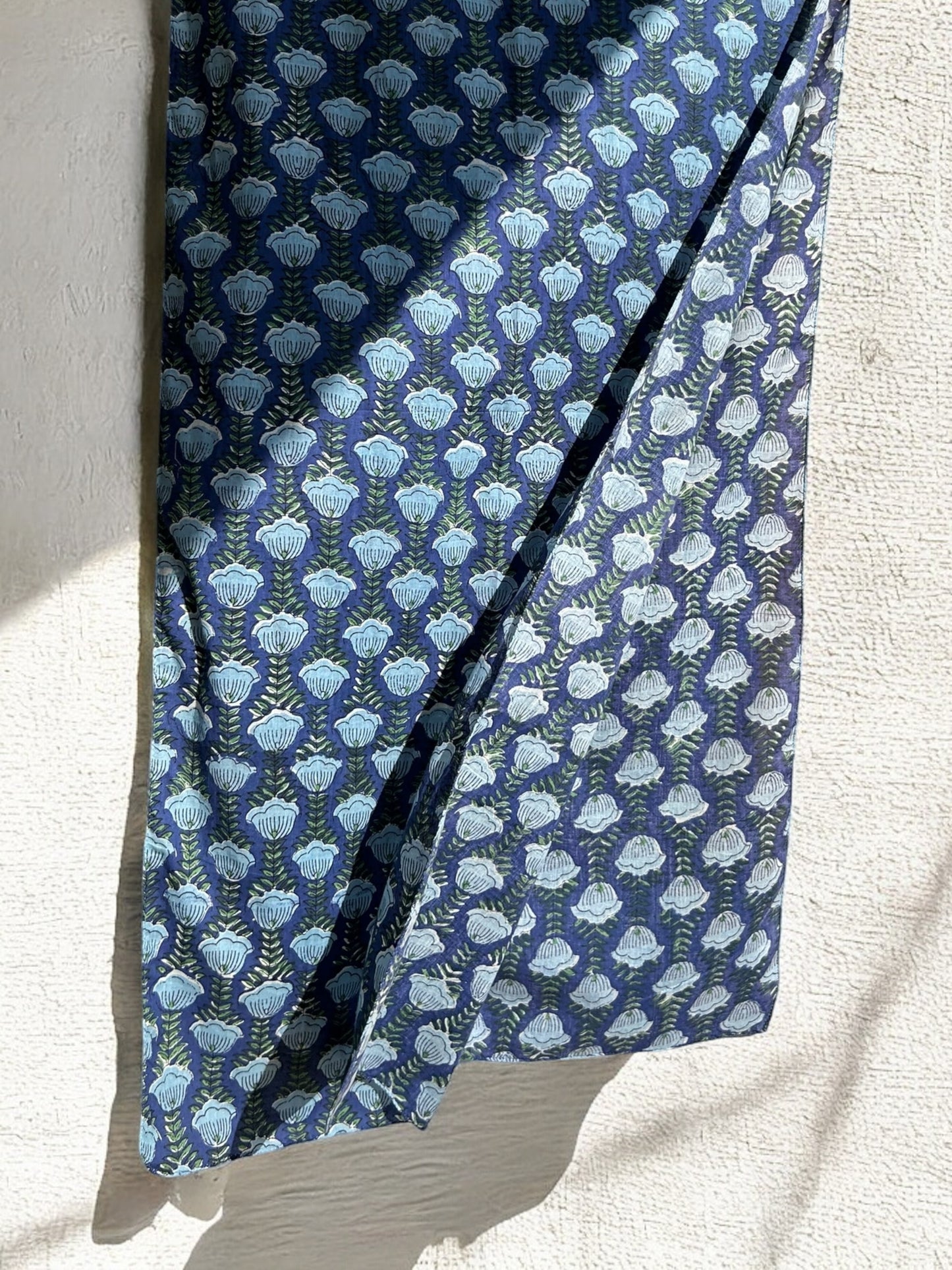 Blue Garden Block Printed Scarf