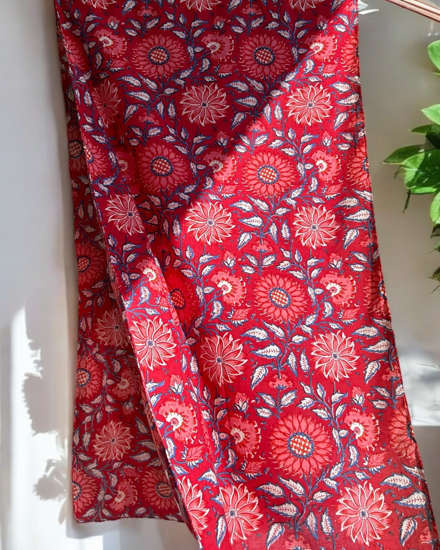 Dahlias Hand Block Printed Scarf