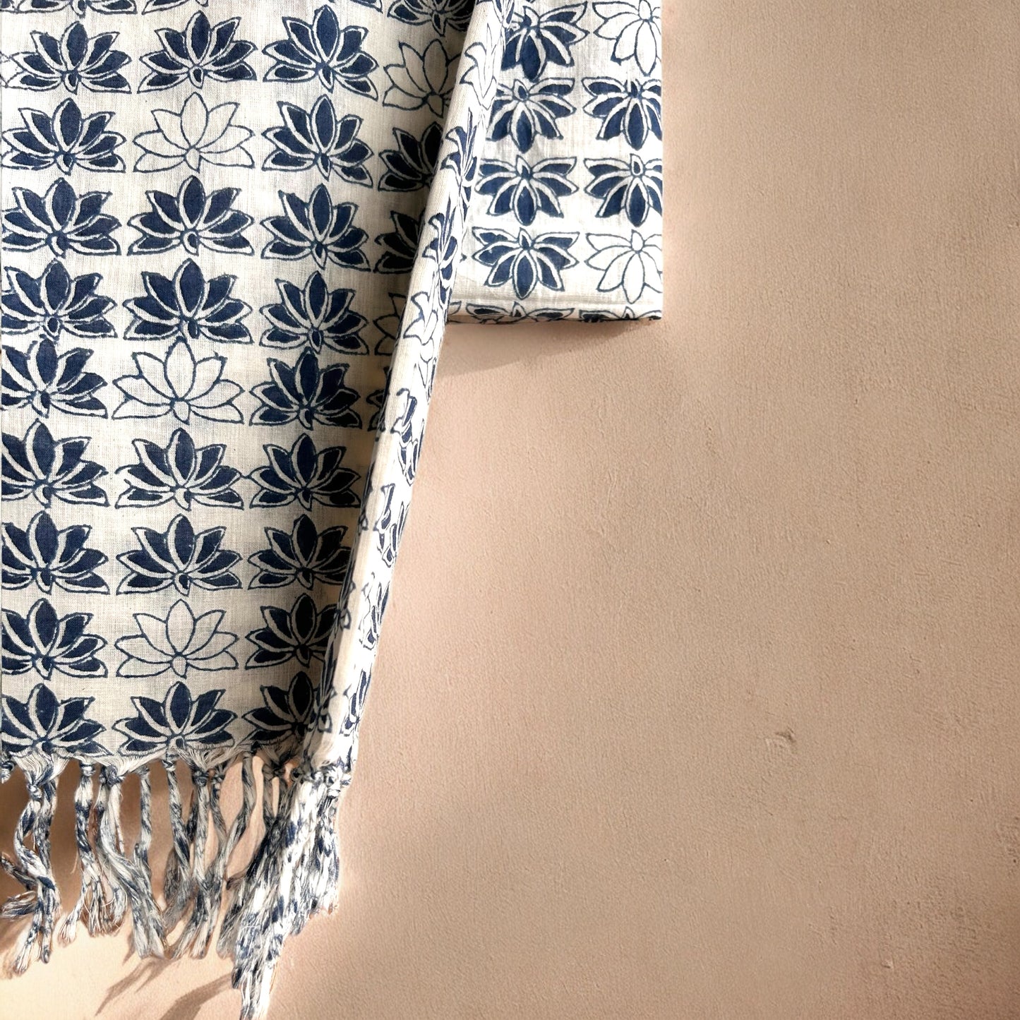 Indigo Lotus Block Printed Scarf
