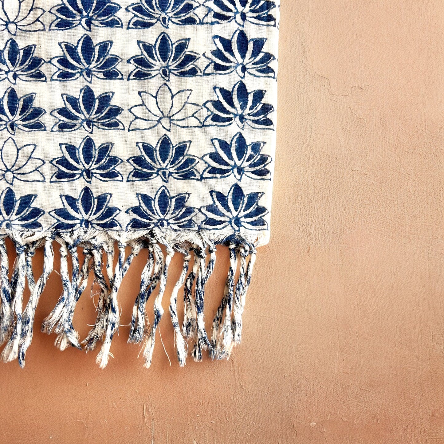 Indigo Lotus Block Printed Scarf