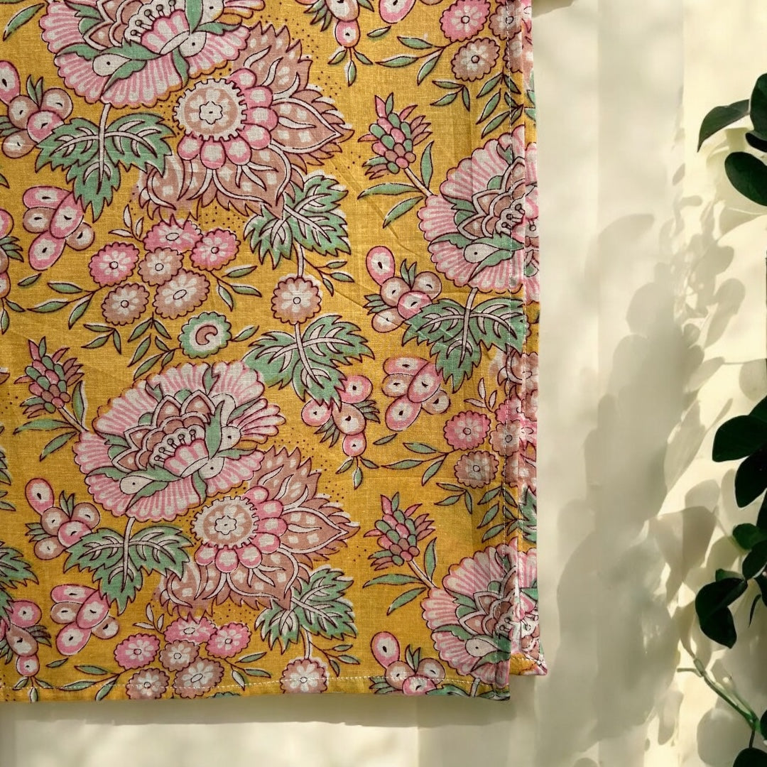 Yellow Poppy Block Printed Scarf