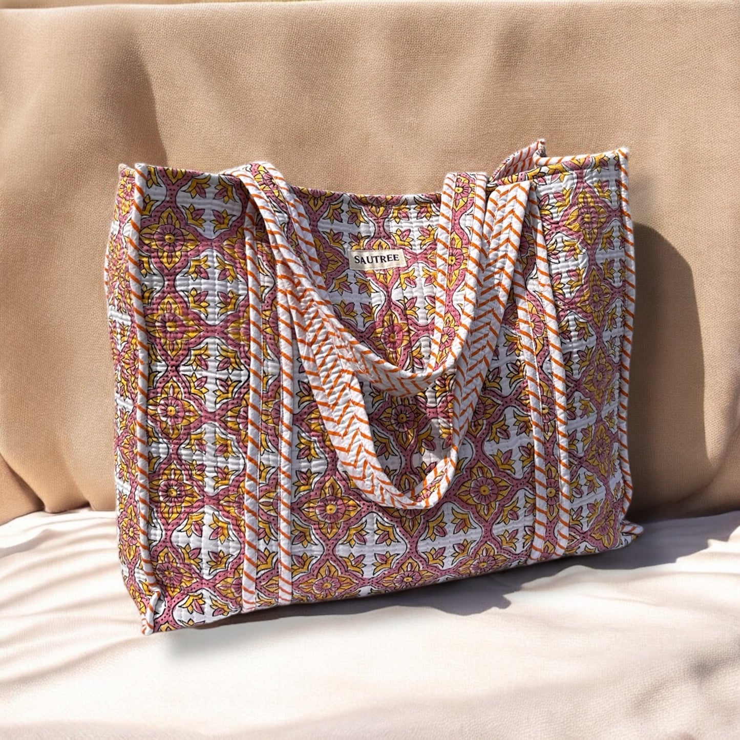 Summer Sorbet Hand Block Printed Tote Bag