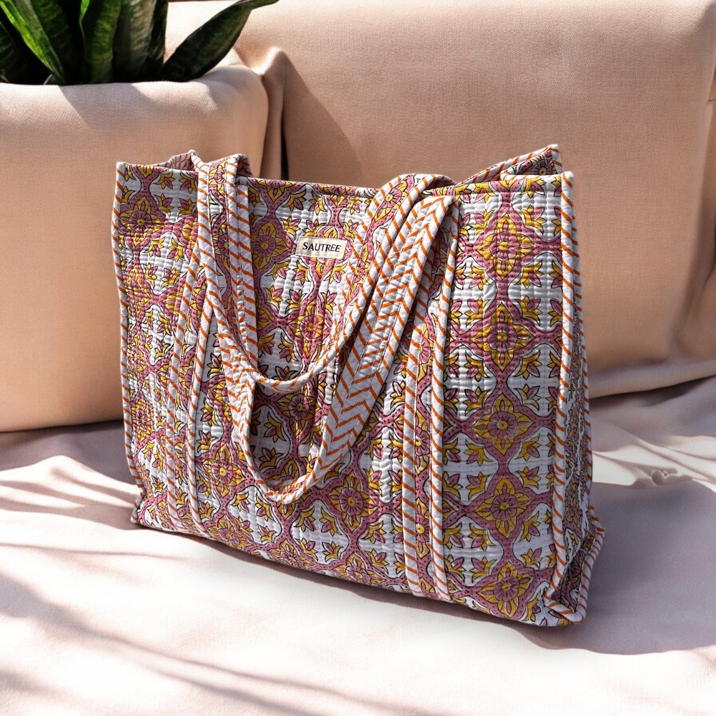 Summer Sorbet Hand Block Printed Tote Bag