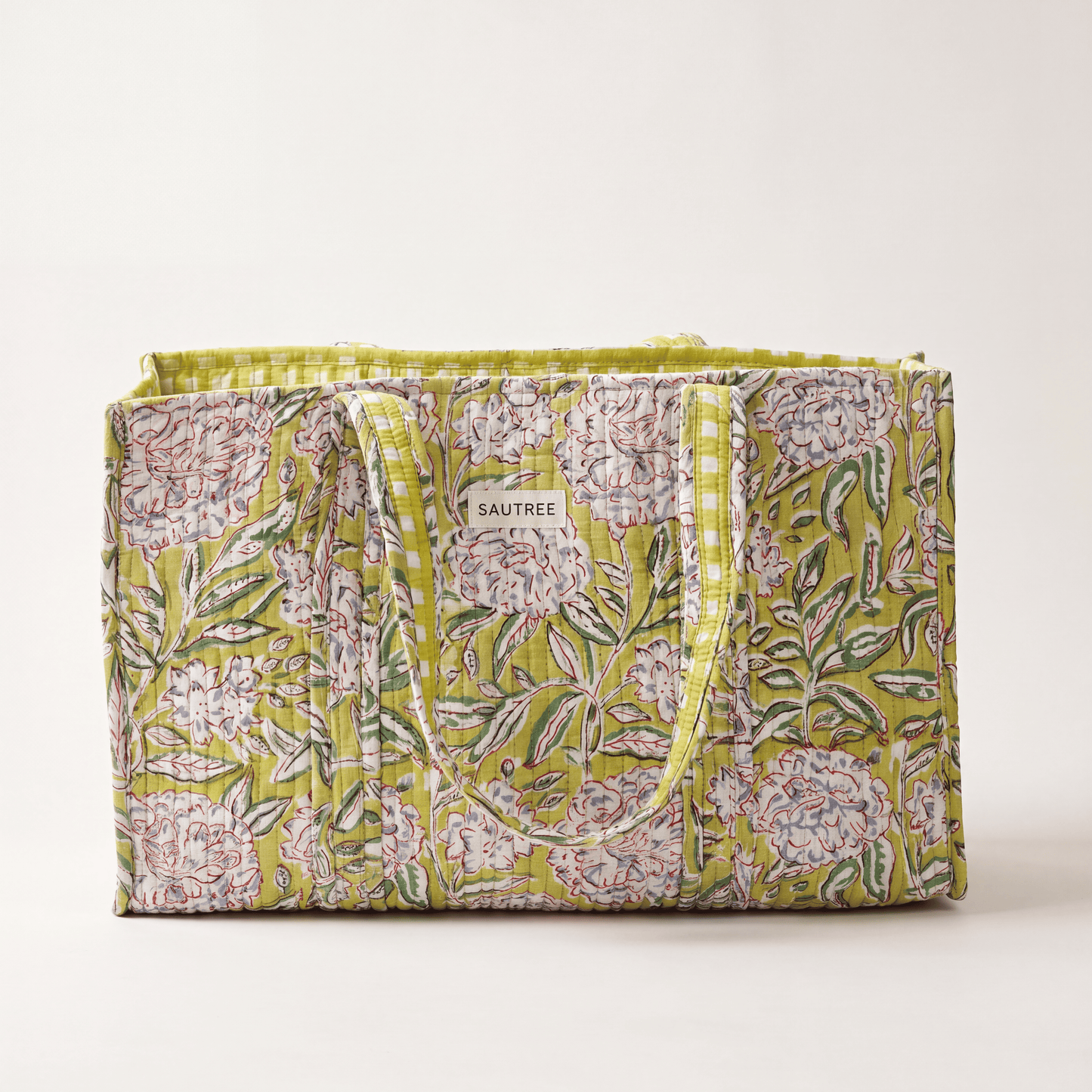 Apple Green Peony Midi Tote Bag