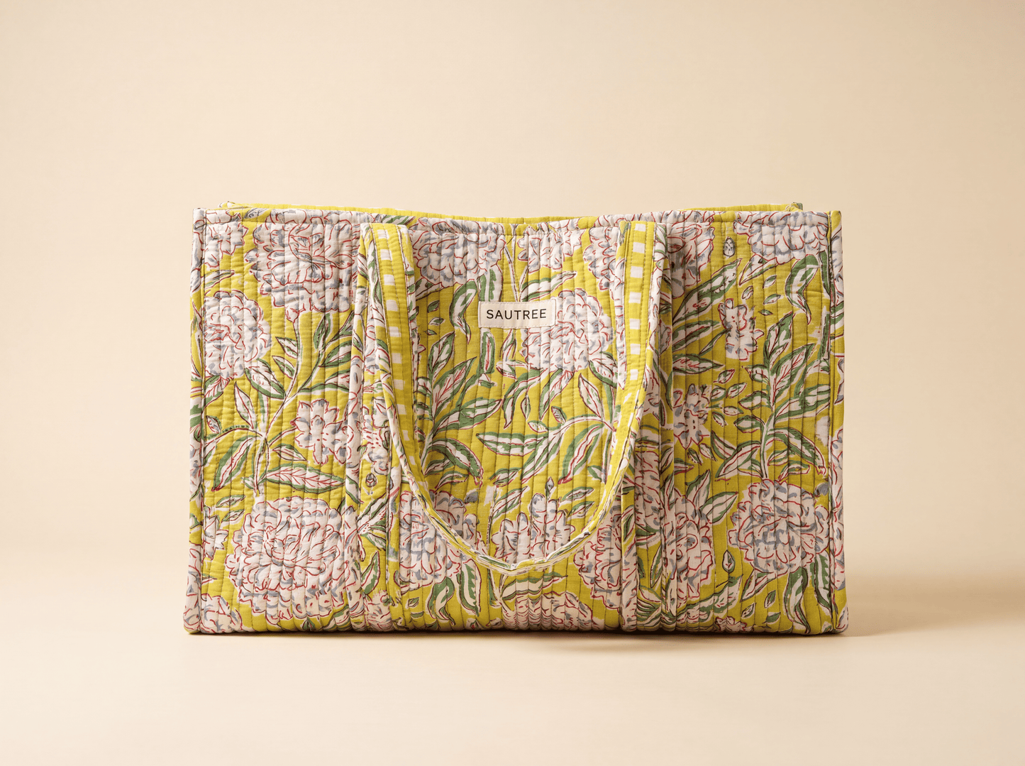 Apple Green Peony Midi Tote Bag