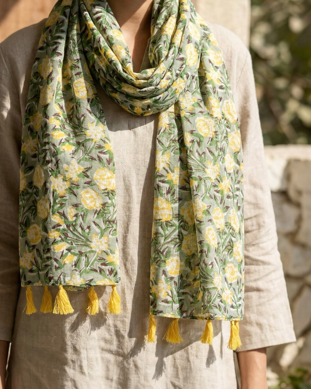 Pinelush Hand Block Printed Scarf