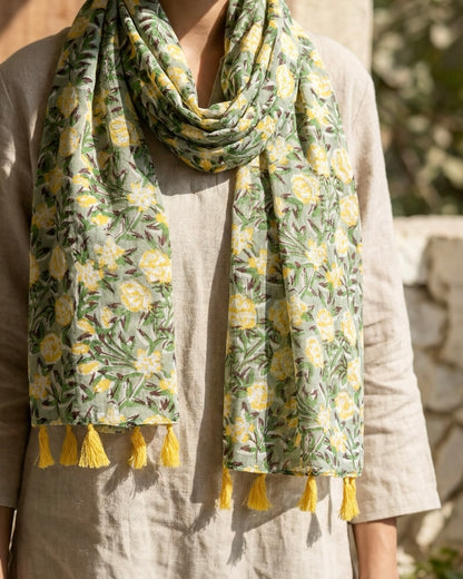 Pinelush Hand Block Printed Scarf