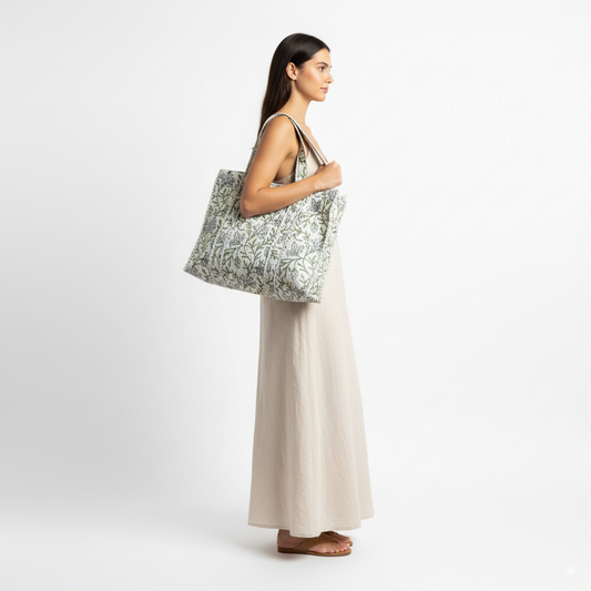 Clematis Quilted Tote Bag