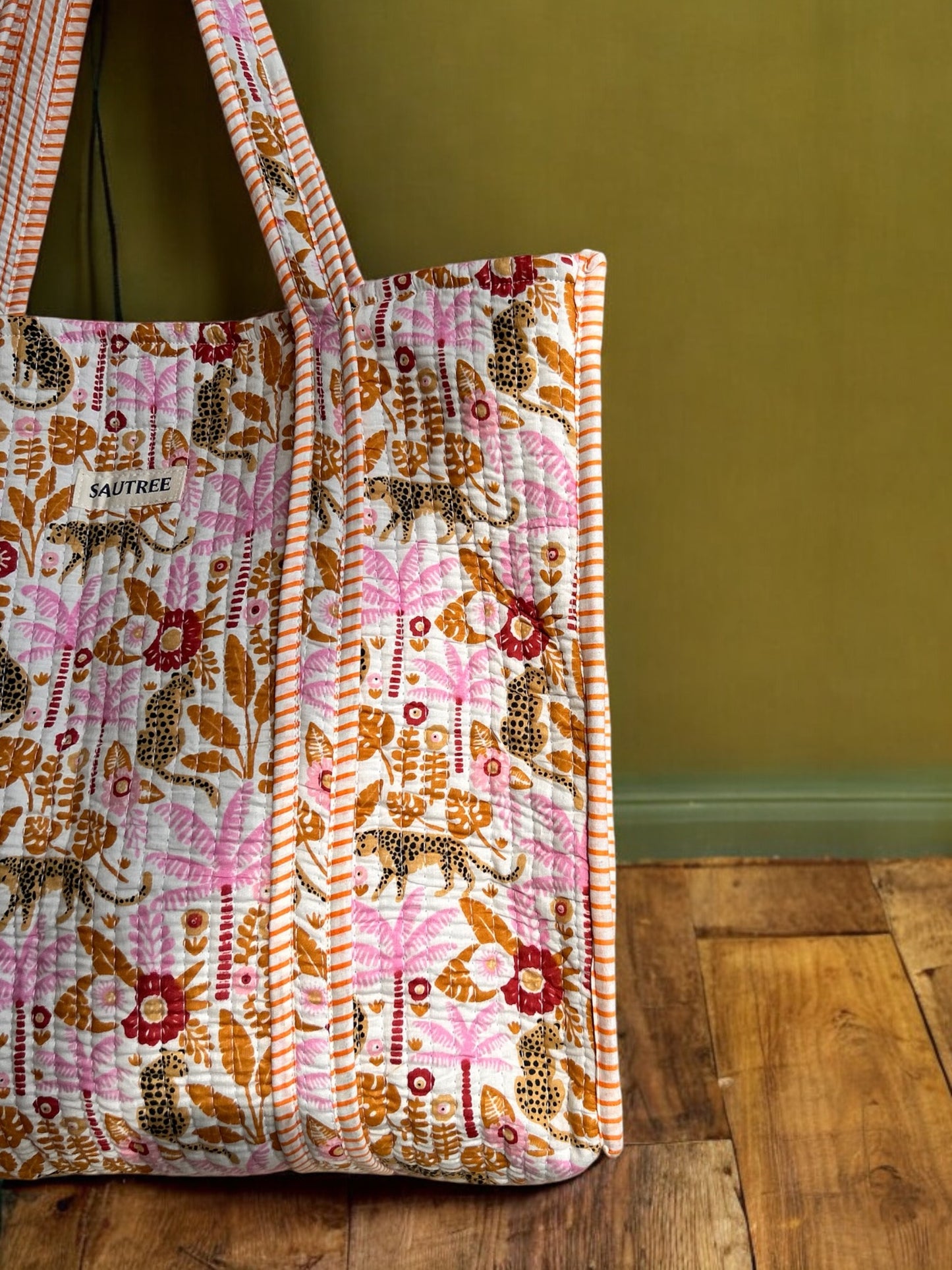 Jungle Escape Hand Block Printed Tote Bag