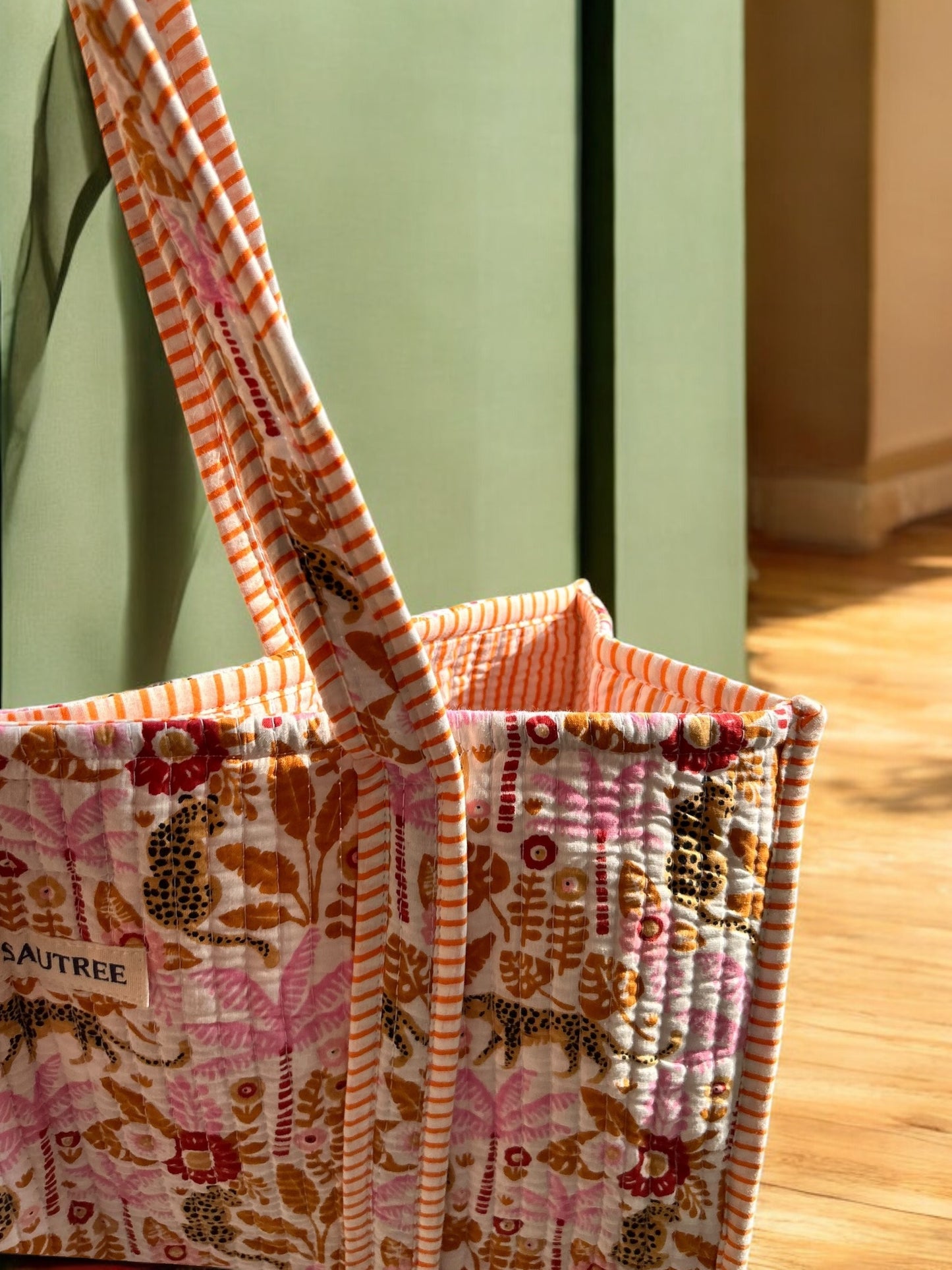 Jungle Escape Hand Block Printed Tote Bag