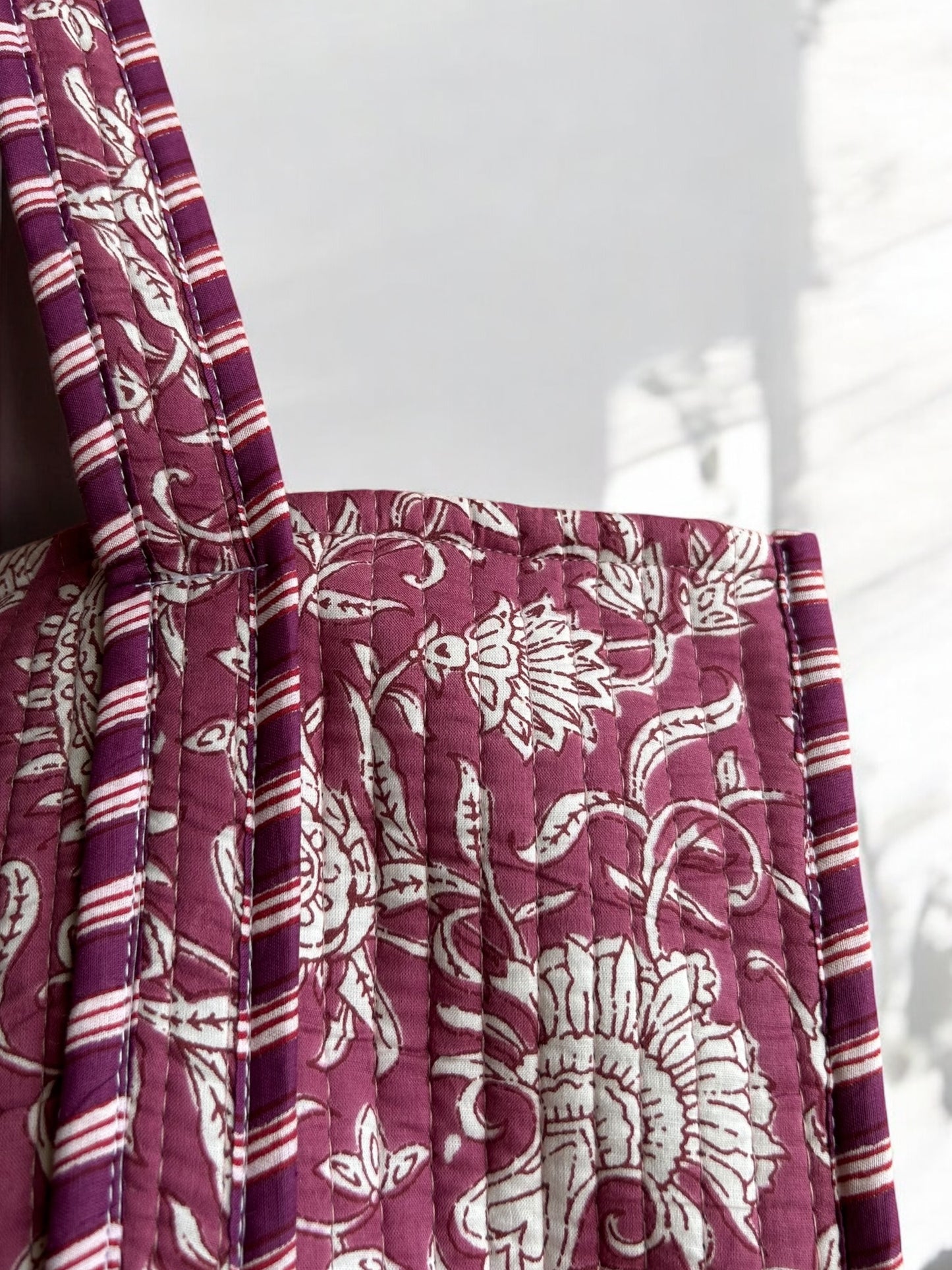 Paisley in Fuchsia Hand Block Printed Tote Bag