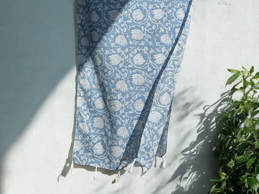 Cotton Vine Hand Block Printed Scarf