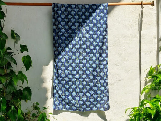 Blue Garden Block Printed Scarf