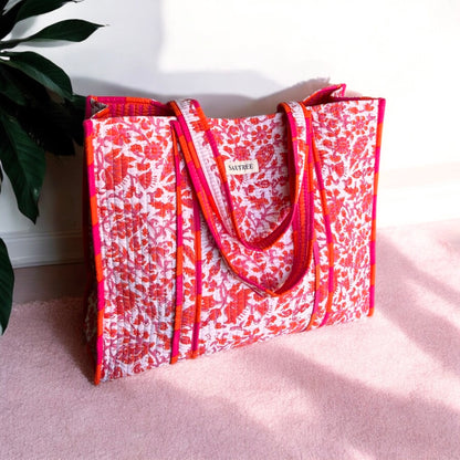 Bougainvillea Quilted Tote Bag