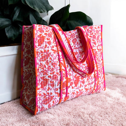 Bougainvillea Quilted Tote Bag