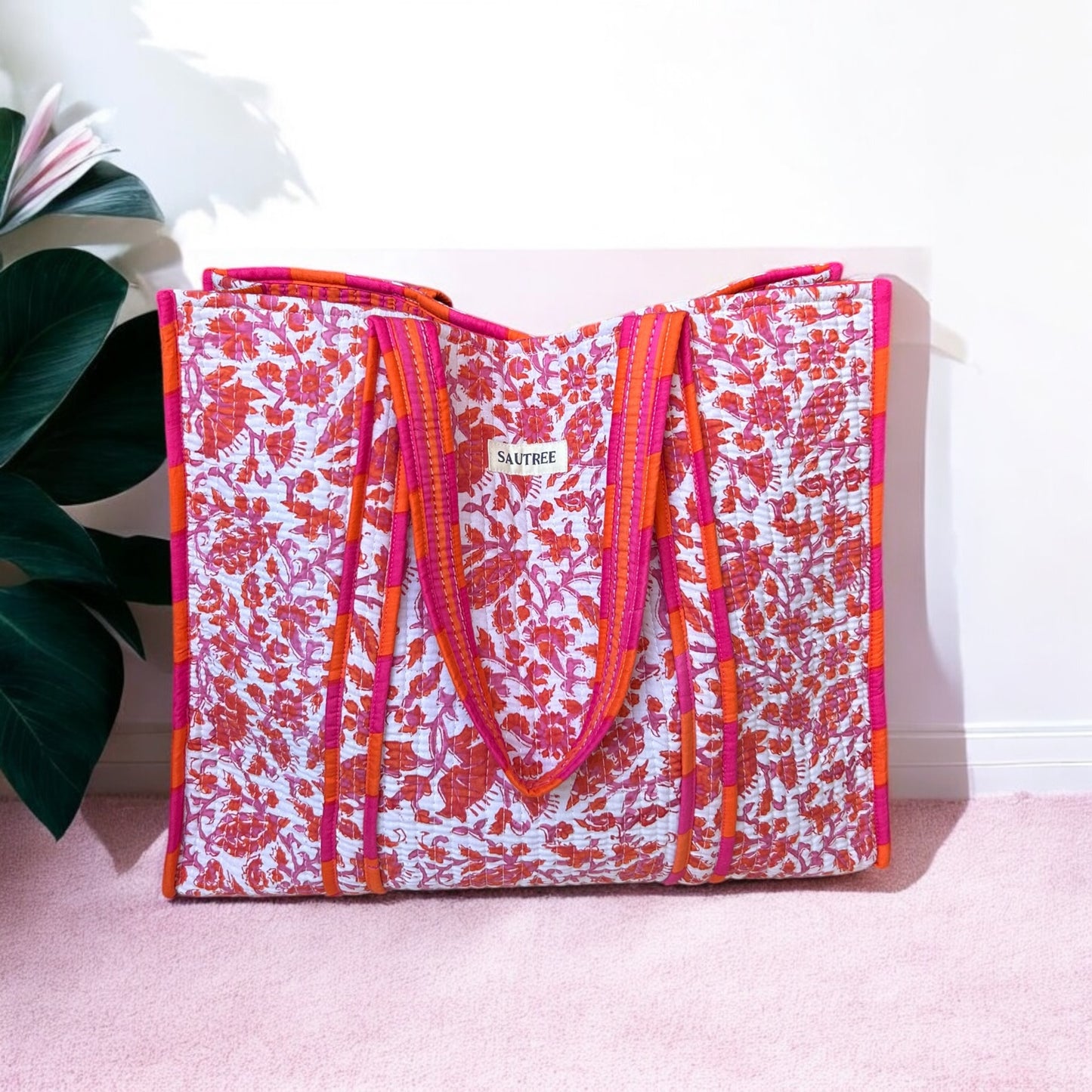 Bougainvillea Quilted Tote Bag