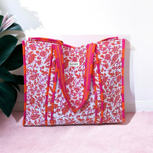 Bougainvillea Quilted Tote Bag