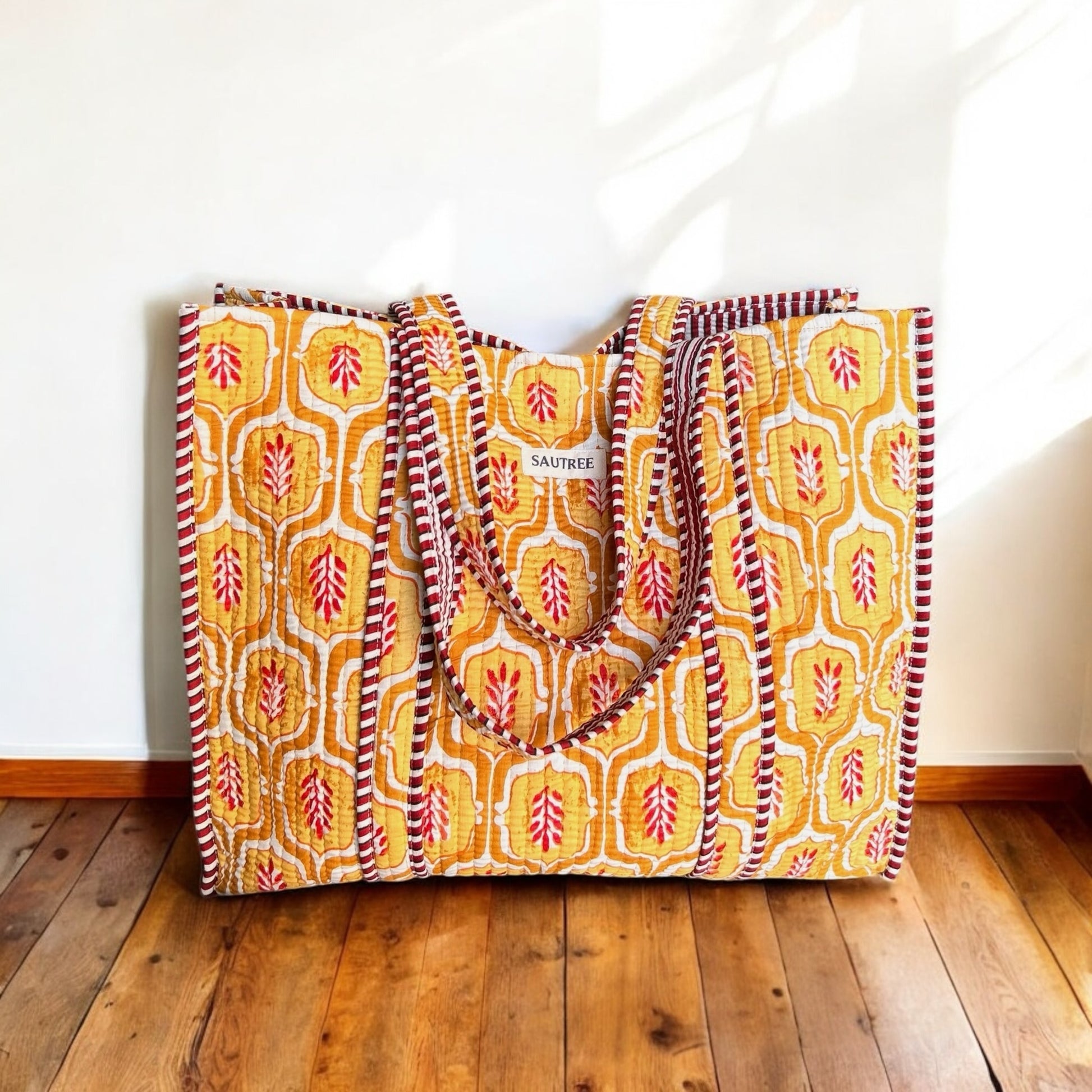 Versatile cotton tote bag styled for beach, market, or travel