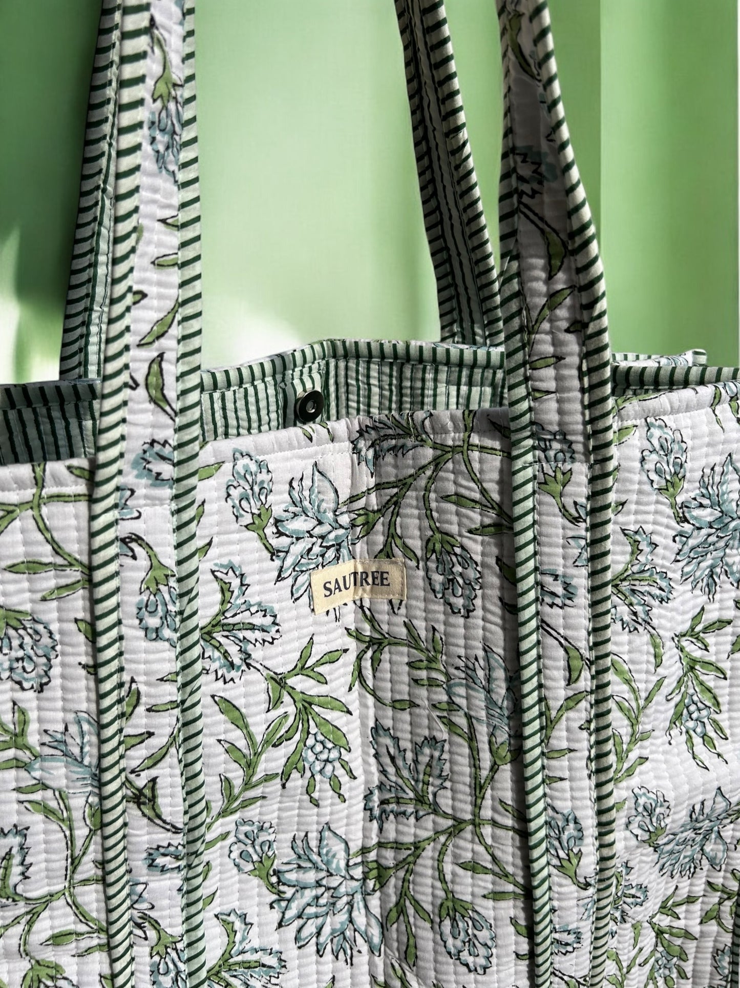 Clematis Hand Block Printed Tote Bag