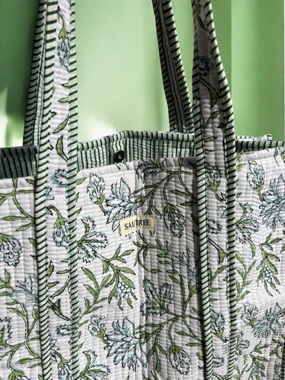 Hand Block Printed Tote Bag – Large shopper, eco-friendly and spacious, perfect for shopping, beach, or everyday use in the UK. Shoulder Bag, beach bag, Large Shopping Bag. 