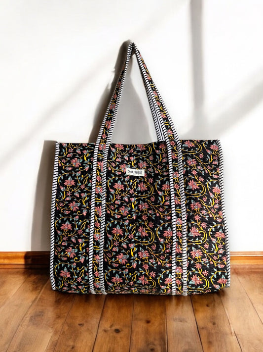 Amber Hand Block Printed Tote Bag