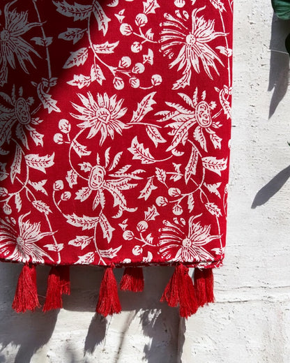 Crimson Hand Block Printed Scarf