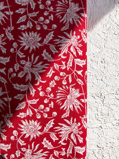 Crimson Hand Block Printed Scarf