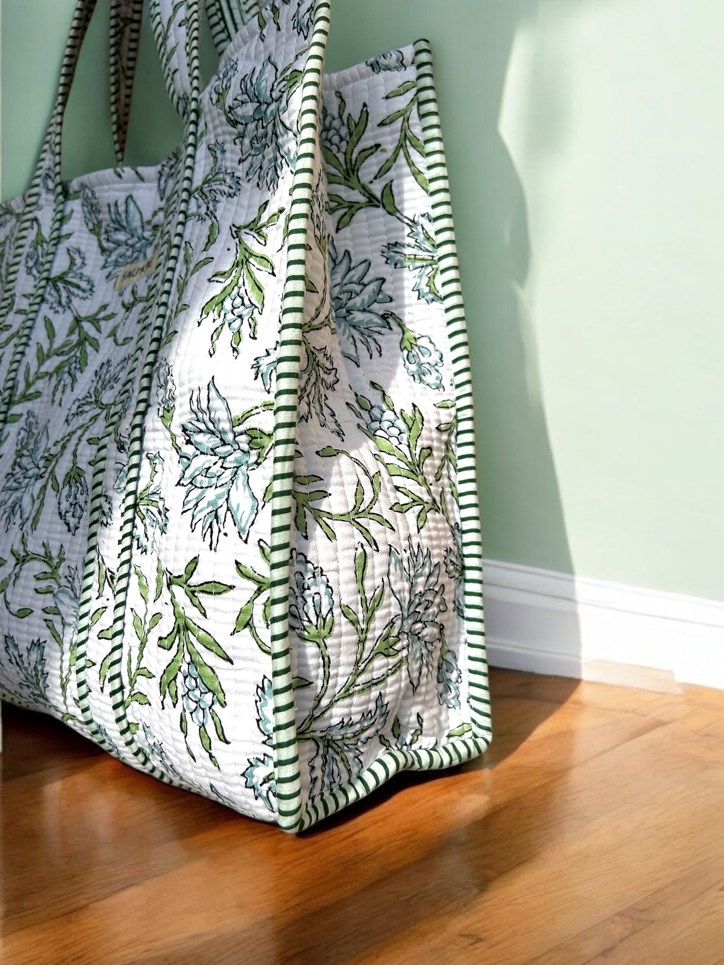 Clematis Hand Block Printed Tote Bag