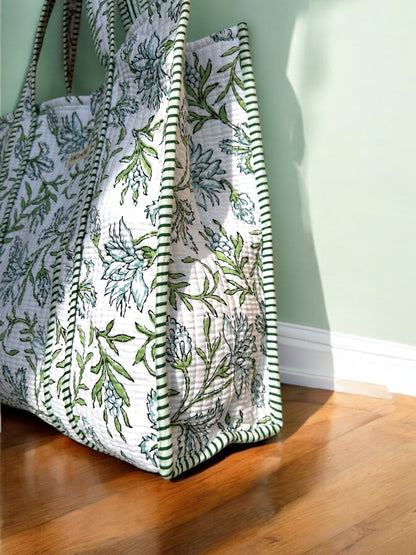 Hand Block Printed Tote Bag – Large shopper, eco-friendly and spacious, perfect for shopping, beach, or everyday use in the UK. Shoulder Bag, beach bag, Large Shopping Bag. 