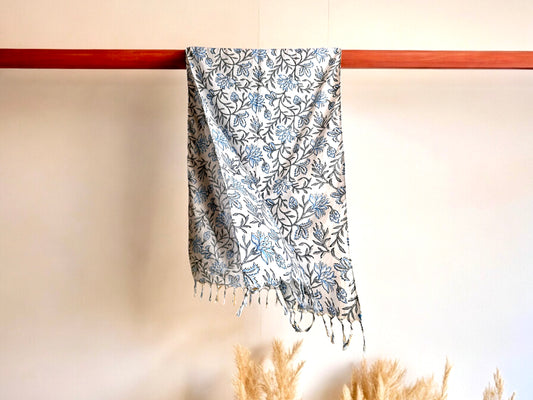 Clematis Hand Block Printed Scarf