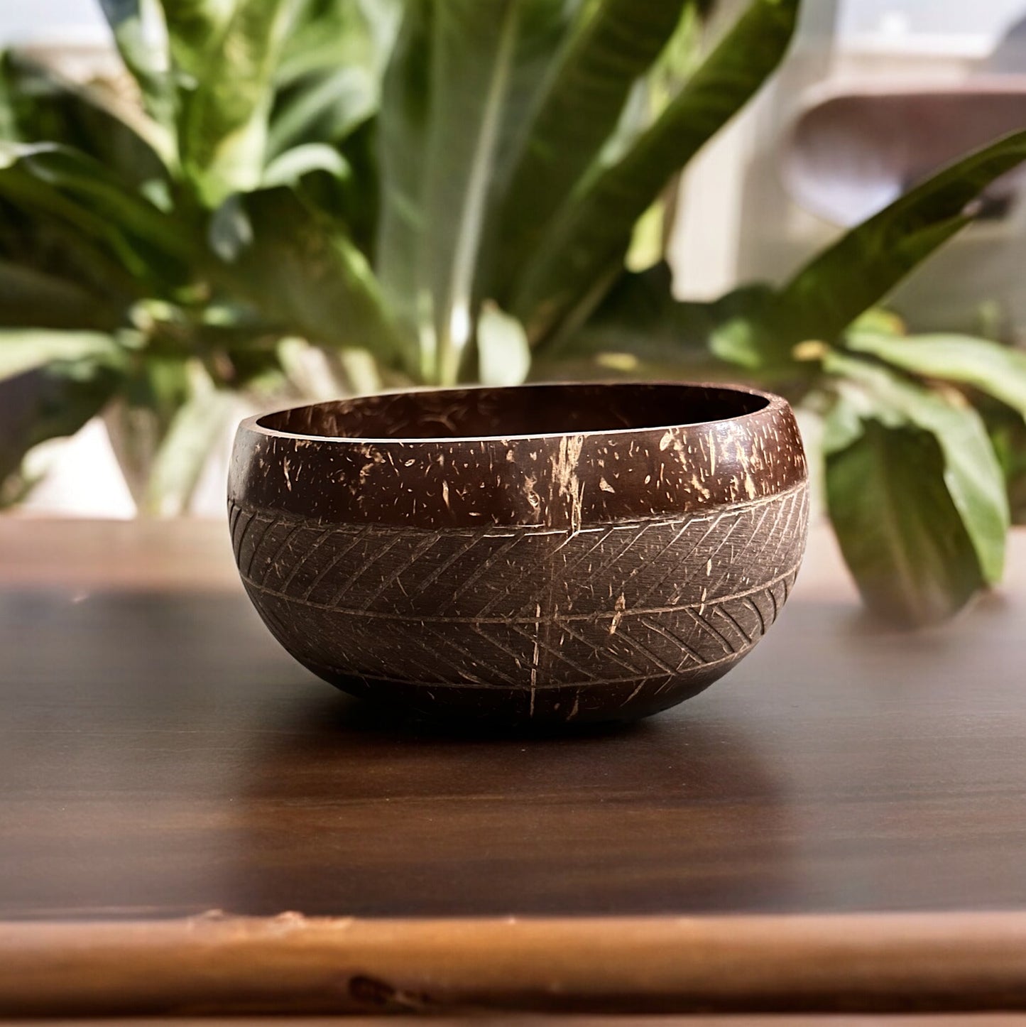 Chevron Coconut Shell Bowl | 100% Natural