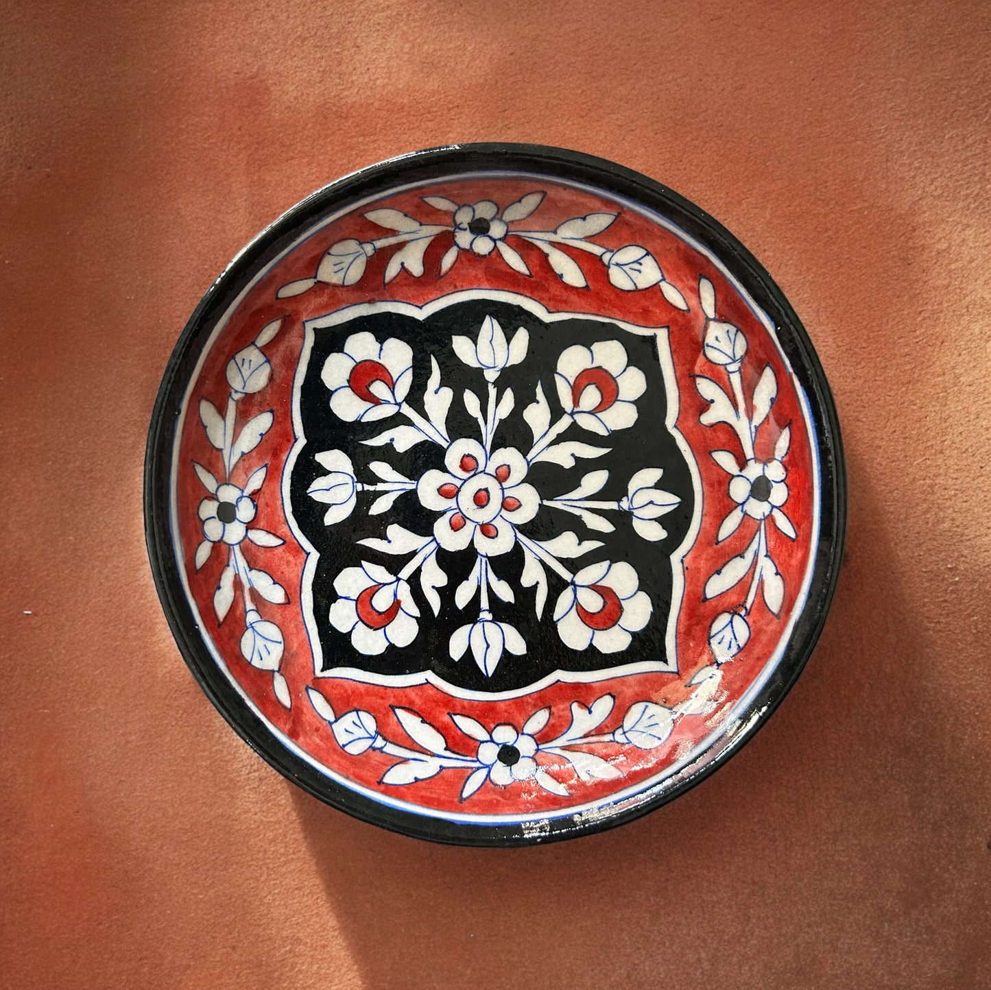 Red Buta Hand Painted Plate