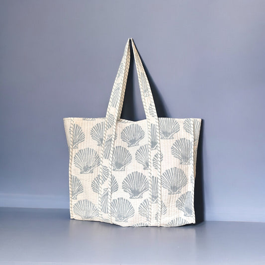 Seashell Hand Block Printed Tote Bag