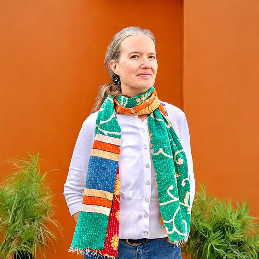 Vibrant Kantha Cotton Scarf