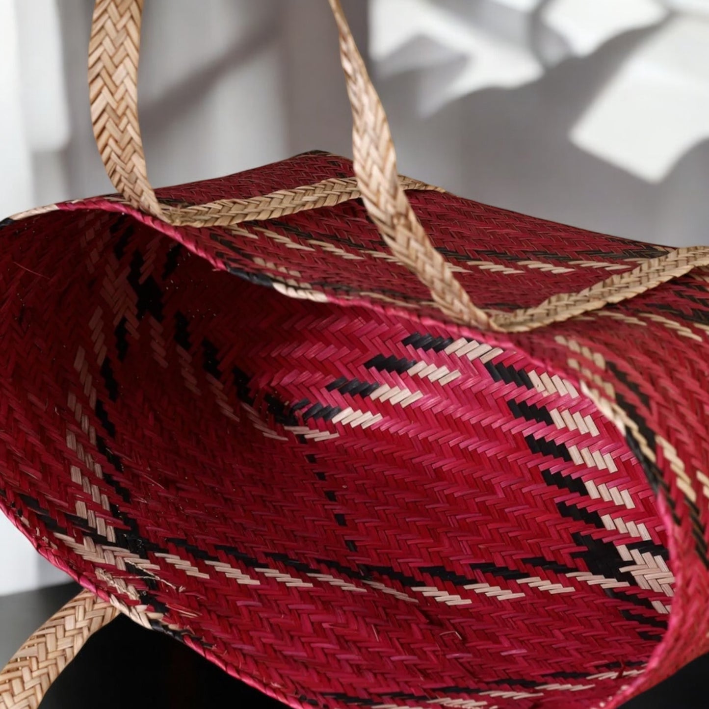 Handwoven Cherry Red Water Reed Bag