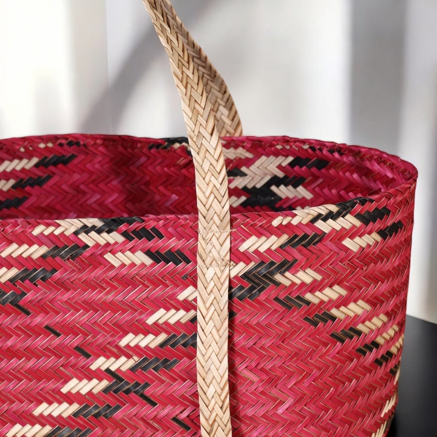 Handwoven Cherry Red Water Reed Bag