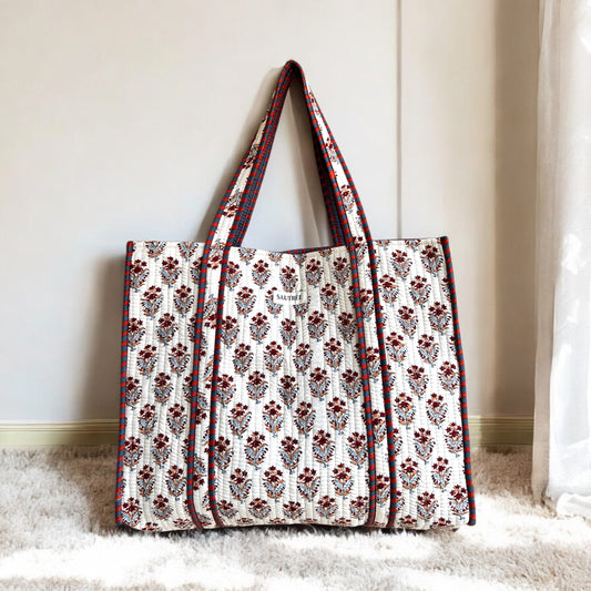Hand block printed cotton tote bag handcrafted by Jaipur artisans