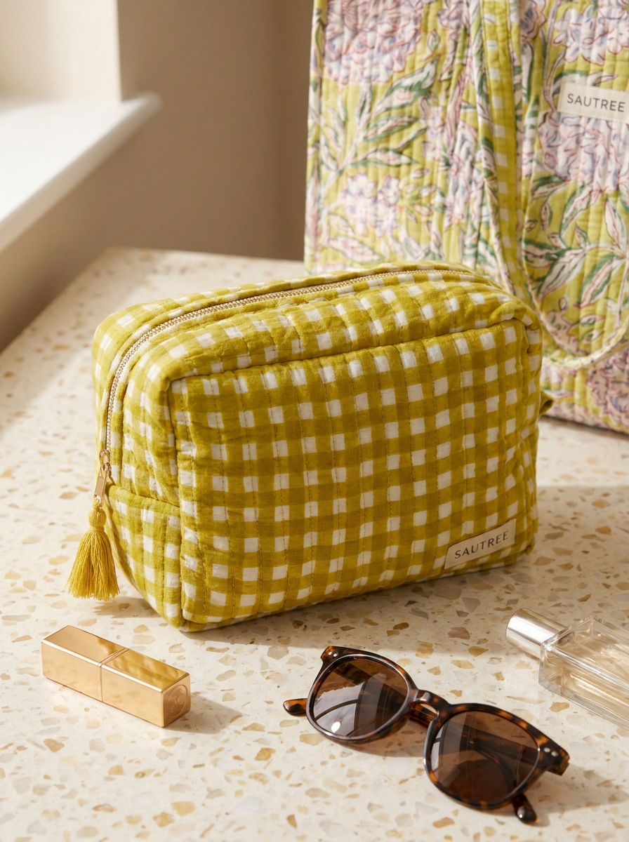 Apple Green Peony Gingham Set